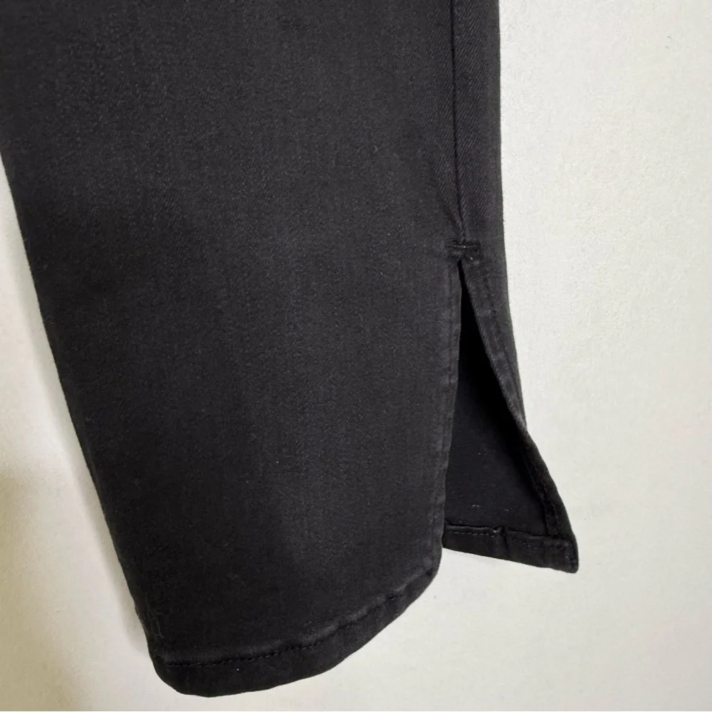 Good American Good Waist Crop Black Jeans Split Hem Rose Gold Size 8/29
